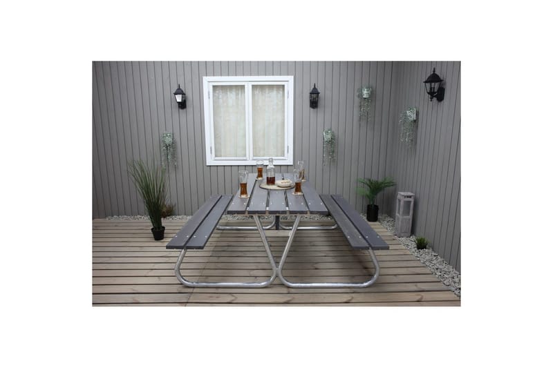 Piknikpöytä Stabil Metalli Ilman selkänojaa - Ilman selkänojaa, Harmaa - Puutarhakalusteet - Terassipöydät - Piknikpöytä