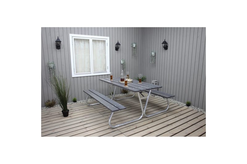 Piknikpöytä Stabil Metalli Ilman selkänojaa - Ilman selkänojaa, Harmaa - Puutarhakalusteet - Terassipöydät - Piknikpöytä