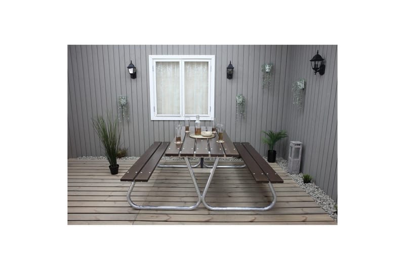 Piknikpöytä Stabil Metalli Ilman selkänojaa - Ilman selkänojaa, Ruskea - Puutarhakalusteet - Terassipöydät - Piknikpöytä