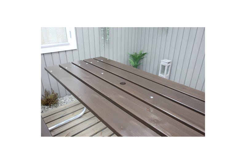 Piknikpöytä Stabil Metalli Selkänojallinen - Selkänojallinen, Ruskea - Puutarhakalusteet - Terassipöydät - Piknikpöytä