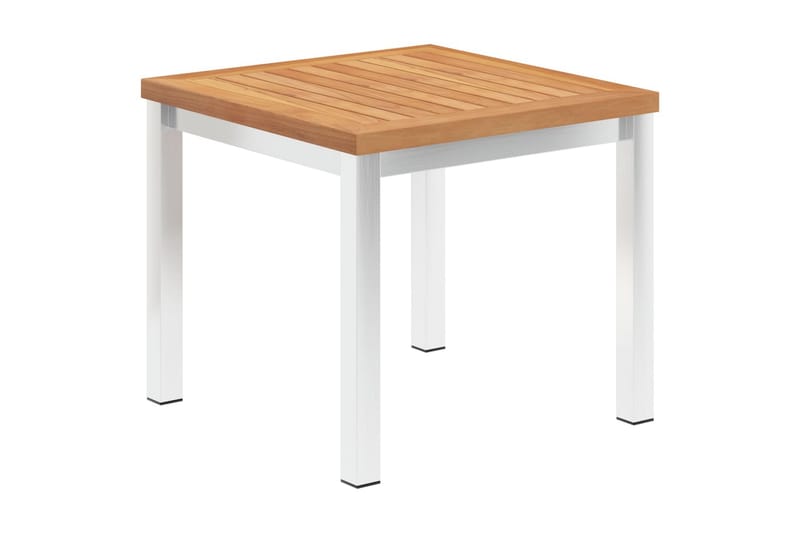 Puutarhan sivupöytä 45x45x38 cm tiikki ja ruostumaton teräs - Puutarhakalusteet - Terassipöydät - Ruokapöytä terassille