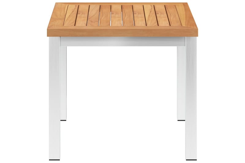 Puutarhan sivupöytä 45x45x38 cm tiikki ja ruostumaton teräs - Puutarhakalusteet - Terassipöydät - Ruokapöytä terassille