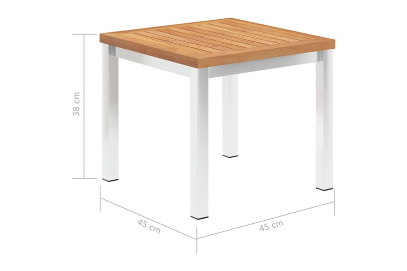 Puutarhan sivupöytä 45x45x38 cm tiikki ja ruostumaton teräs - Puutarhakalusteet - Terassipöydät - Ruokapöytä terassille