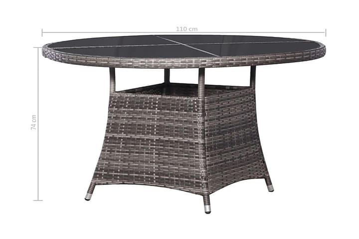 Puutarhapöytä 110x74 cm polyrottinki harmaa - Harmaa - Ruokapöytä terassille