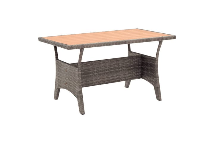 Puutarhapöytä harmaa 120x70x66 cm polyrottinki - Harmaa - Ruokapöytä terassille