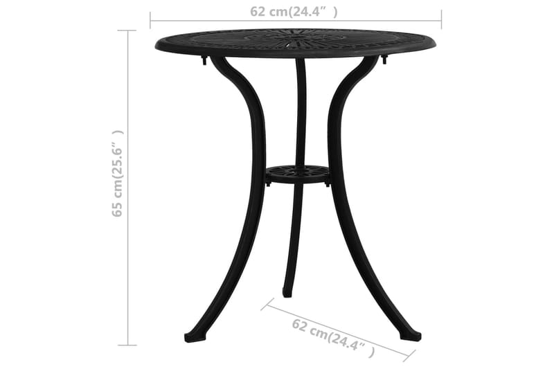 Puutarhapöytä musta 62x62x65 cm valualumiini - Puutarhakalusteet - Terassipöydät - Ruokapöytä terassille