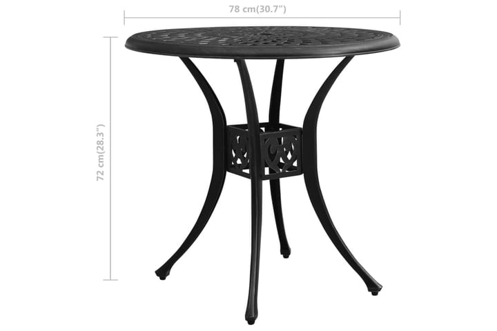 Puutarhapöytä musta 78x78x72 cm valualumiini - Ruokapöytä terassille