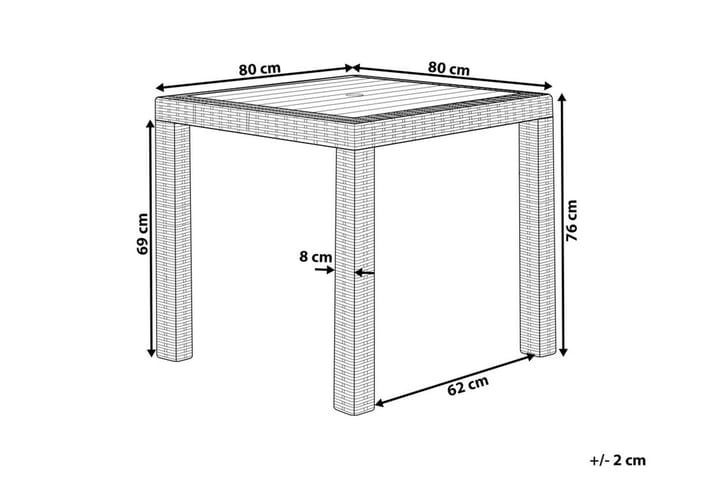 Puutarhapöytä Valderamo 80x80 cm - Harmaa - Kahvilapöytä