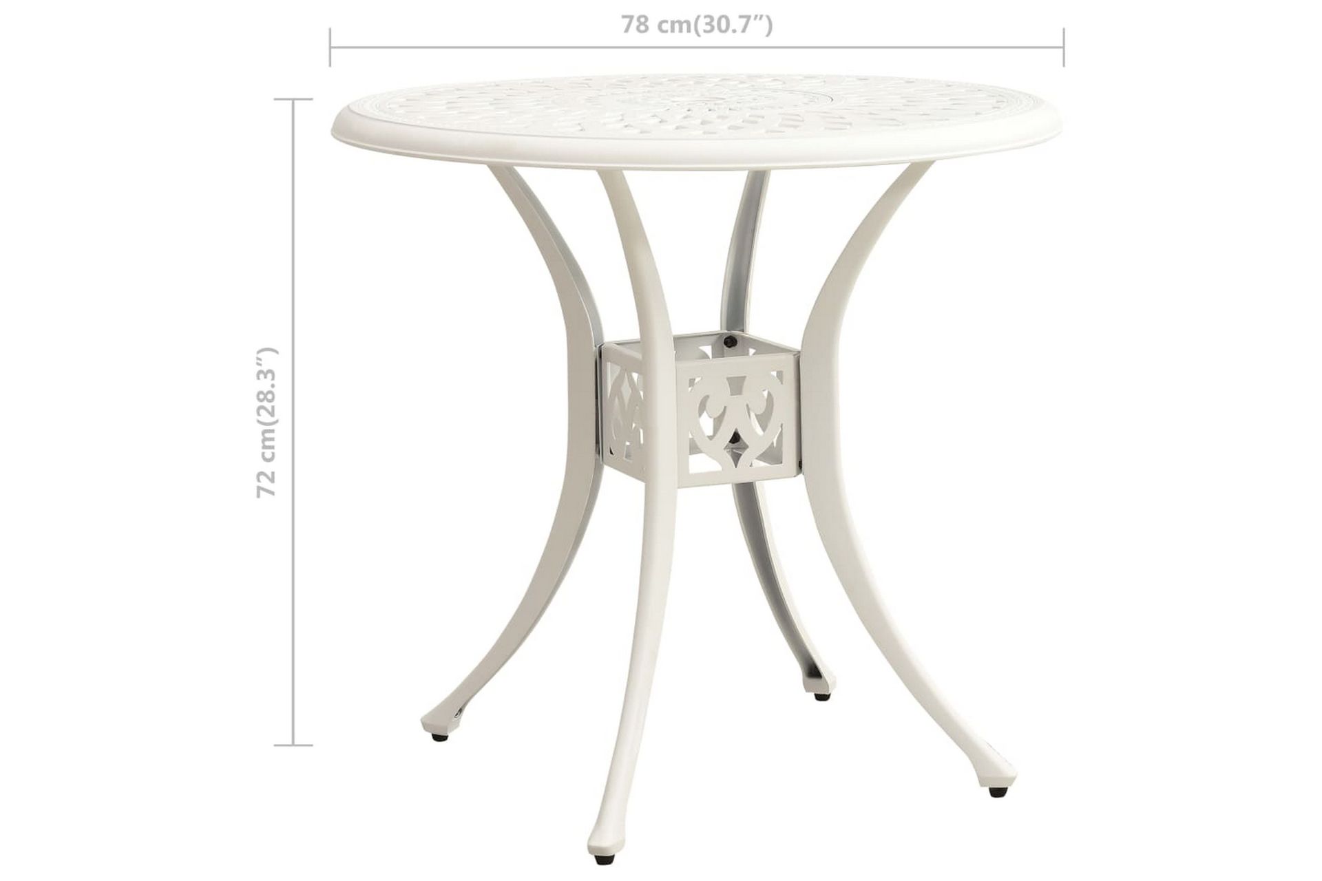 Puutarhapöytä valkoinen 78x78x72 cm valualumiini - Puutarhakalusteet - Terassipöydät - Ruokapöytä terassille