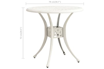 Puutarhapöytä valkoinen 78x78x72 cm valualumiini - Puutarhakalusteet - Terassipöydät - Ruokapöytä terassille