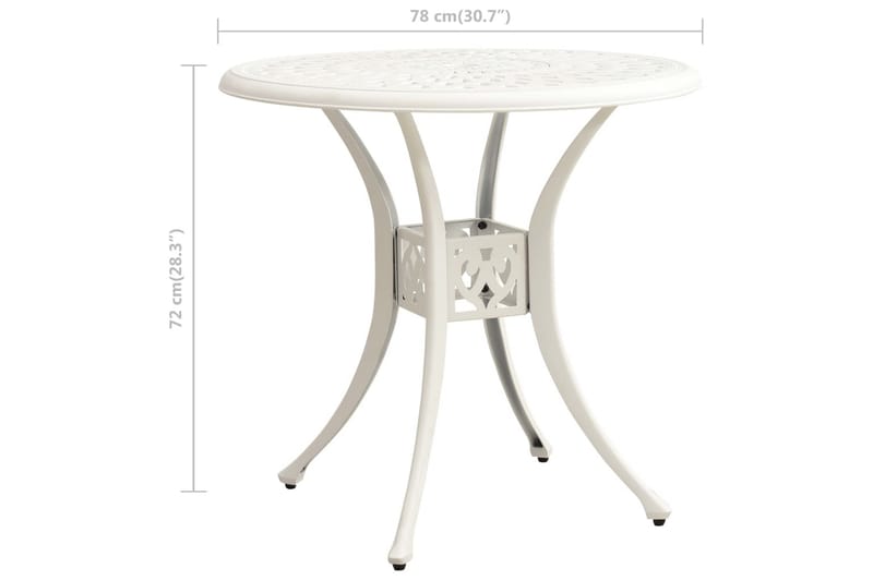 Puutarhapöytä valkoinen 78x78x72 cm valualumiini - Puutarhakalusteet - Terassipöydät - Ruokapöytä terassille