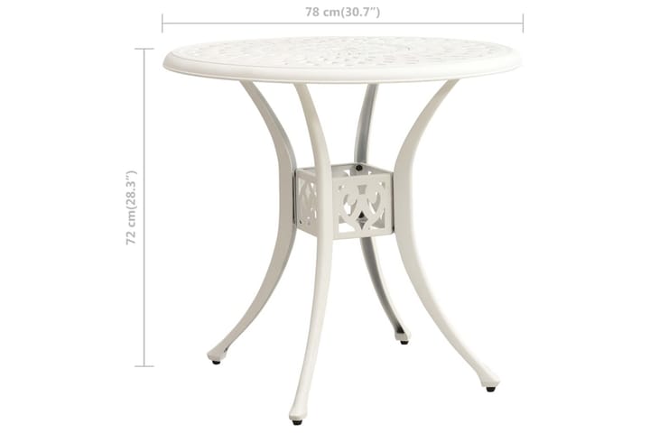 Puutarhapöytä valkoinen 78x78x72 cm valualumiini - Ruokapöytä terassille