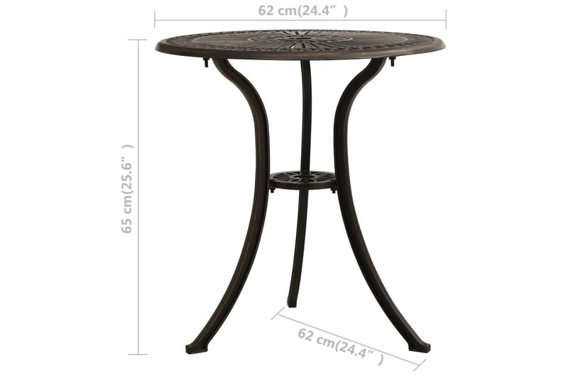 Puutarhapöytä pronssi 62x62x65 cm valualumiini - Puutarhakalusteet - Terassipöydät - Ruokapöytä terassille