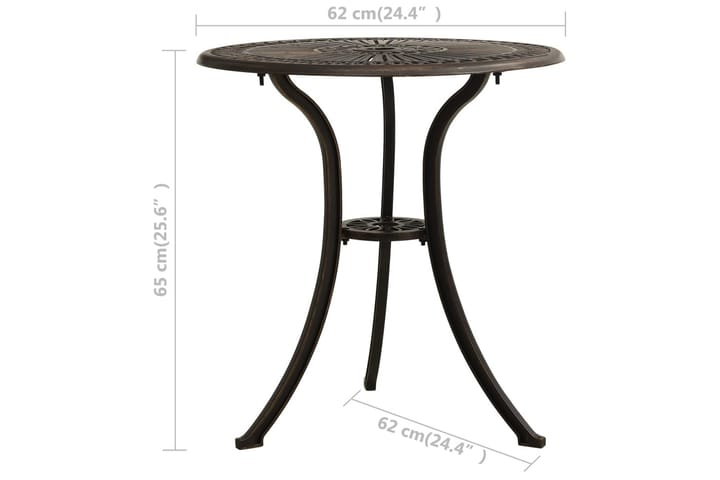Puutarhapöytä pronssi 62x62x65 cm valualumiini - Ruokapöytä terassille
