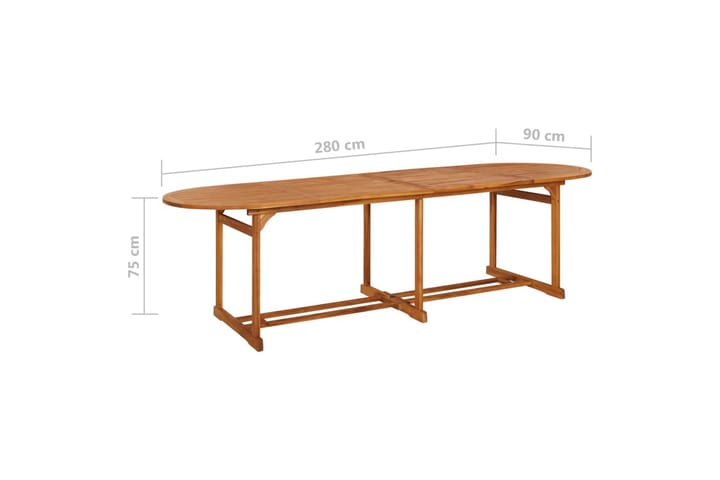 Puutarharuokapöytä 280x90x75 cm täysi akaasiapuu - Ruskea - Ruokapöytä terassille