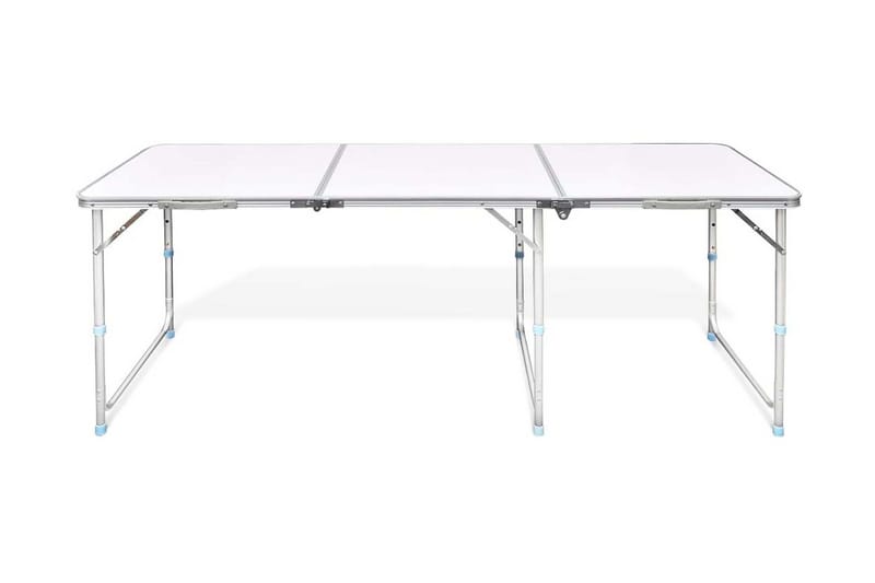 Kokoontaitettava Leiripöytä Korkeussäädettävä 180x60 cm - Valkoinen - Puutarhakalusteet - Terassipöydät - Retkipöytä