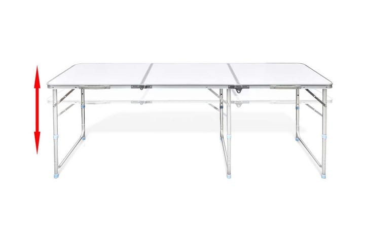 Kokoontaitettava Leiripöytä Korkeussäädettävä 180x60 cm - Valkoinen - Retkeilykalusteet - Retkipöytä