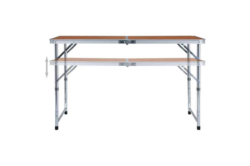 Kokoontaitettava retkipöytä alumiini 120x60 cm - Ruskea - Puutarhakalusteet - Terassipöydät - Retkipöytä