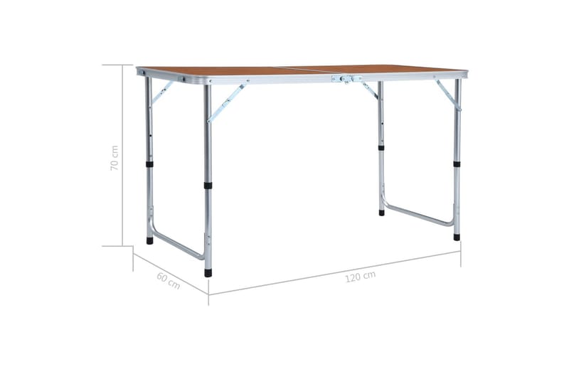 Kokoontaitettava retkipöytä alumiini 120x60 cm - Ruskea - Puutarhakalusteet - Terassipöydät - Retkipöytä