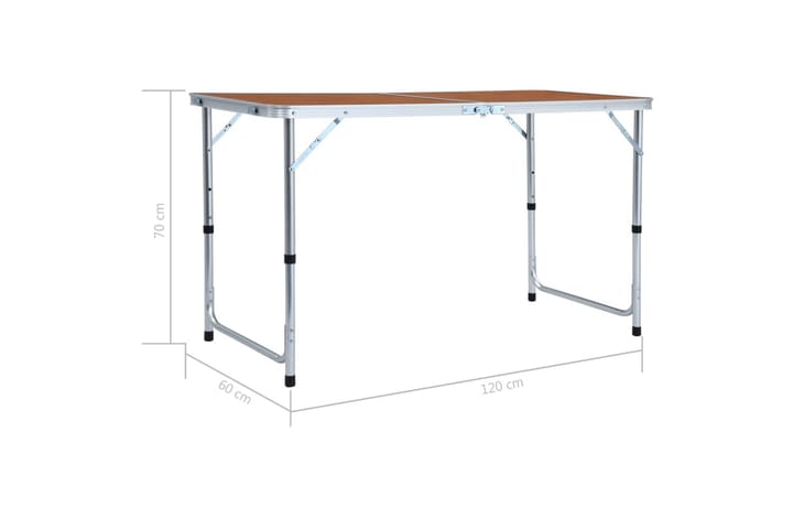 Kokoontaitettava retkipöytä alumiini 120x60 cm - Ruskea - Retkipöytä - Retkeilykalusteet