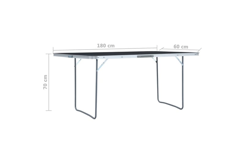Kokoontaitettava retkipöytä harmaa alumiini 180x60 cm - Puutarhakalusteet - Terassipöydät - Retkipöytä