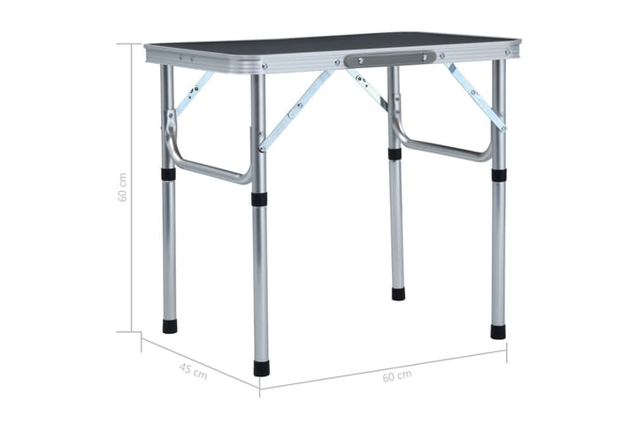 Kokoontaitettava retkipöytä harmaa alumiini 60x45 cm - Harmaa - Retkeilykalusteet - Retkipöytä