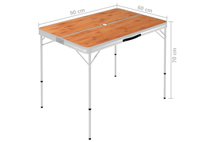 Kokoontaitettava retkipöytä kahdella penkillä alumiini - Ruskea - Retkeilykalusteet - Retkipöytä