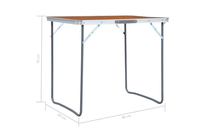 Kokoontaitettava retkipöytä metallirungolla 80x60 cm - Ruskea - Retkeilykalusteet - Retkipöytä