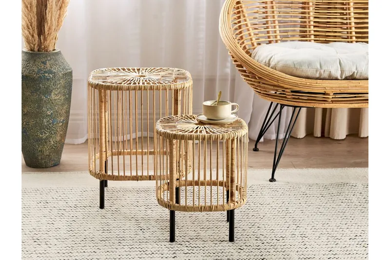 Rimouski Sivupöytä 40x40 cm - Luonnollinen/Musta - Puutarhakalusteet - Terassipöydät - Sivupöydät ulos