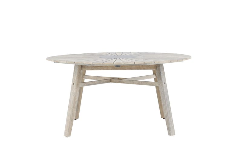 Rives pyöreä ruokapöytä 150 cm ulkokäyttöön - Valkokalkittu - Puutarhakalusteet - Terassipöydät - Ruokapöytä terassille