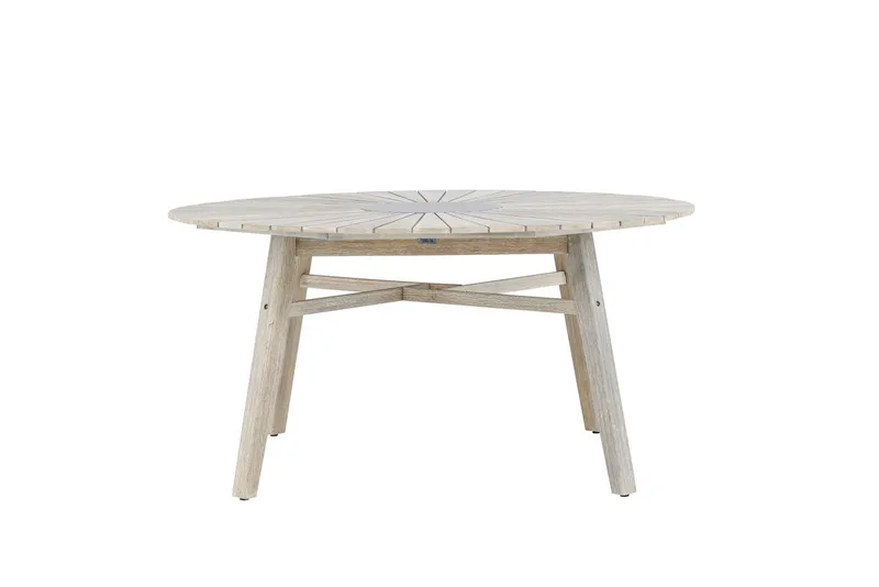Rives pyöreä ruokapöytä 150 cm ulkokäyttöön - Valkokalkittu - Puutarhakalusteet - Terassipöydät - Ruokapöytä terassille