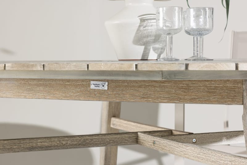 Rives pyöreä ruokapöytä 150 cm ulkokäyttöön - Valkokalkittu - Puutarhakalusteet - Terassipöydät - Ruokapöytä terassille