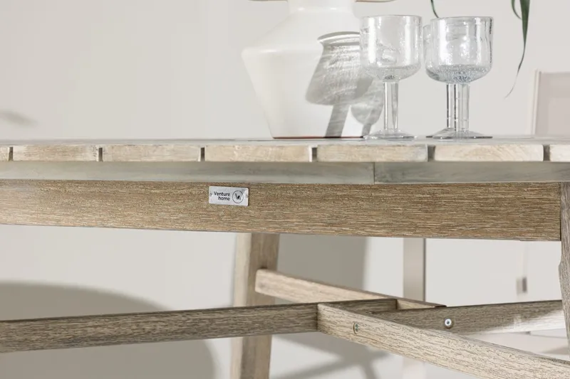 Rives pyöreä ruokapöytä 150 cm ulkokäyttöön - Valkokalkittu - Puutarhakalusteet - Terassipöydät - Ruokapöytä terassille