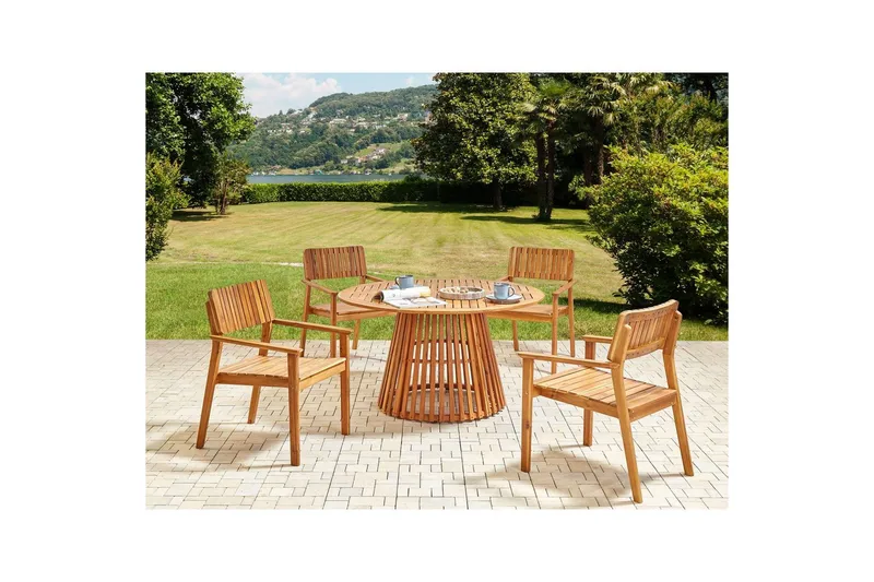 Runt bord Beliani Agello Light wood - Puutarhakalusteet - Terassipöydät - Ruokapöytä terassille