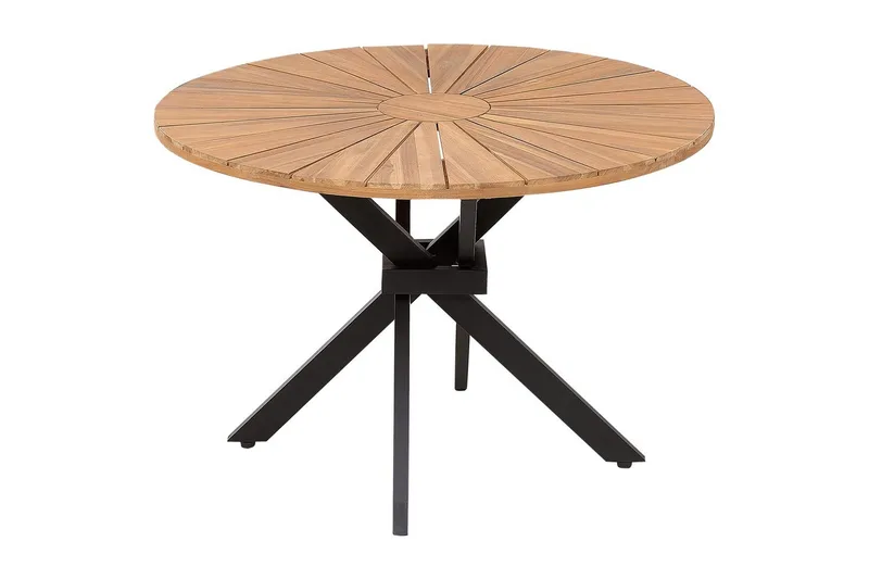 Runt bord Beliani Cissone Light wood||Black - Puutarhakalusteet - Terassipöydät - Ruokapöytä terassille