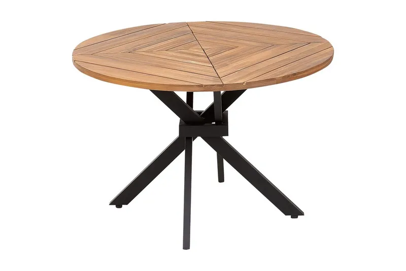 Runt bord Beliani Lissone Light wood||Black - Puutarhakalusteet - Terassipöydät - Ruokapöytä terassille