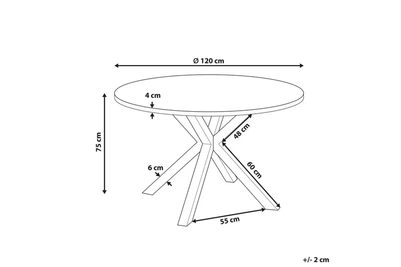 Runt bord Beliani Maletto Vit/Beige/Grå White||Grey - Puutarhakalusteet - Terassipöydät - Ruokapöytä terassille
