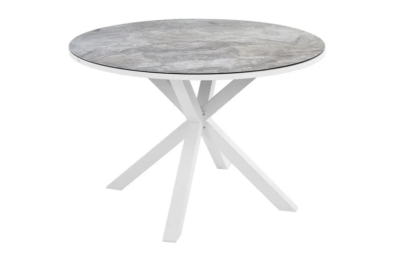 Runt bord Beliani Maletto Vit/Beige/Grå White||Grey - Puutarhakalusteet - Terassipöydät - Ruokapöytä terassille