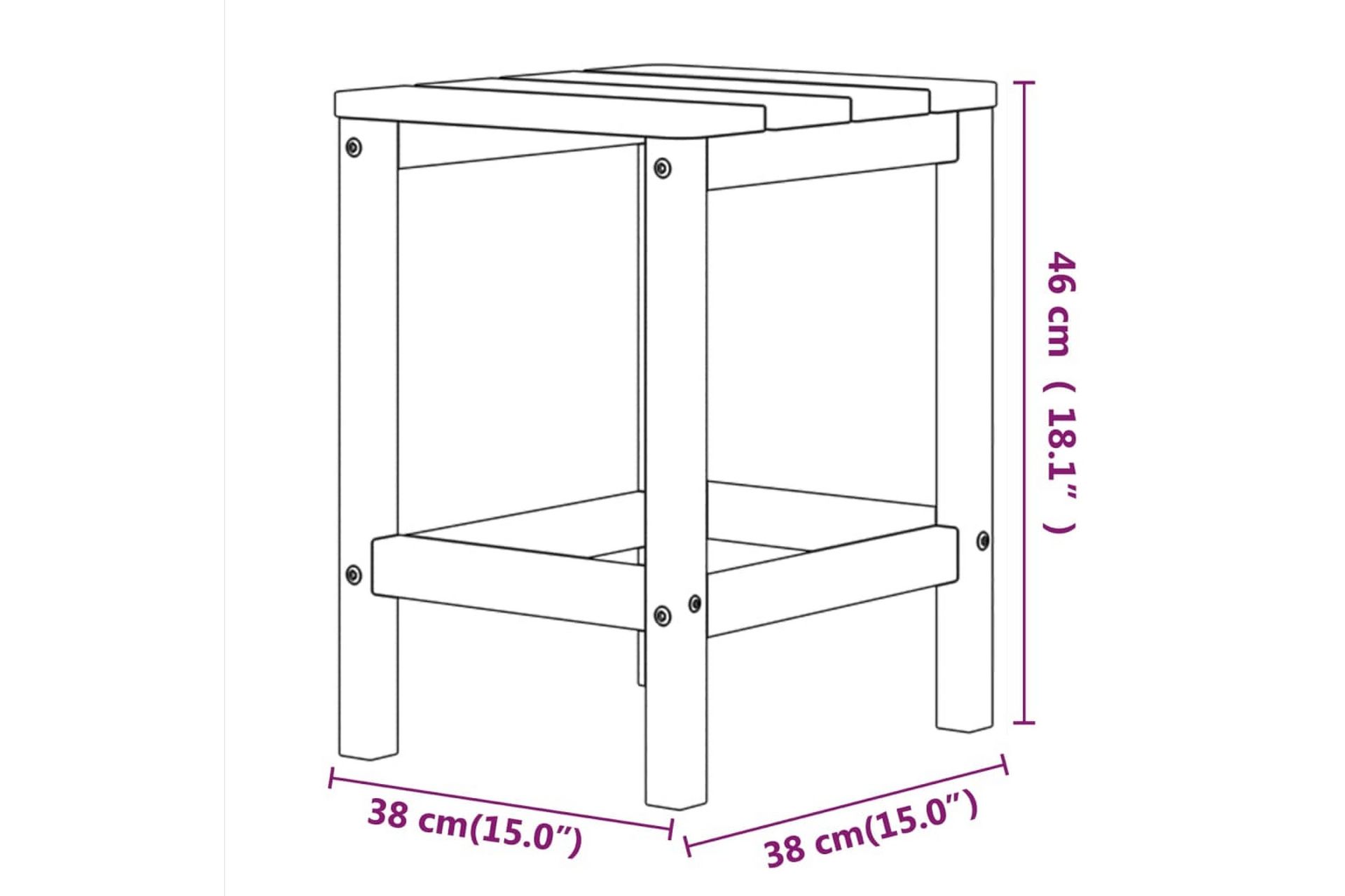 Adirondack puutarhapöytä ruskea 38x38x46 cm HDPE - Ruskea - Puutarhakalusteet - Terassipöydät - Ruokapöytä terassille