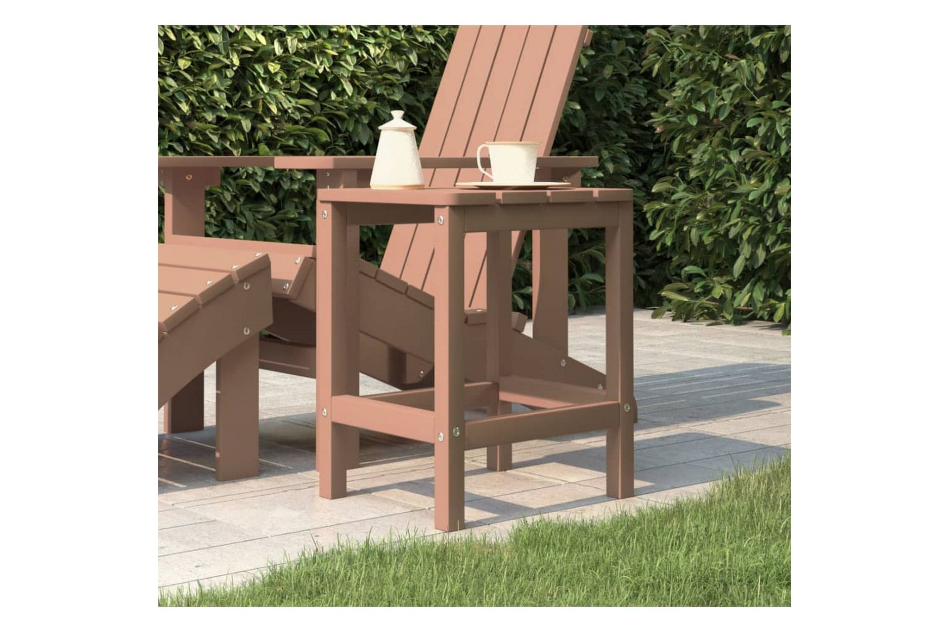 Adirondack puutarhapöytä ruskea 38x38x46 cm HDPE - Ruskea - Puutarhakalusteet - Terassipöydät - Ruokapöytä terassille