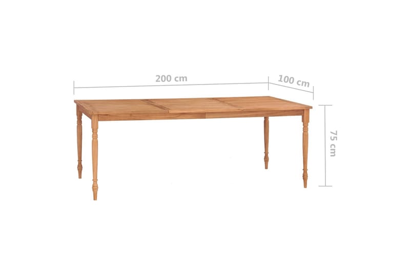 Batavia pöytä 200x100x75 cm täysi tiikki - Ruskea - Puutarhakalusteet - Terassipöydät - Ruokapöytä terassille