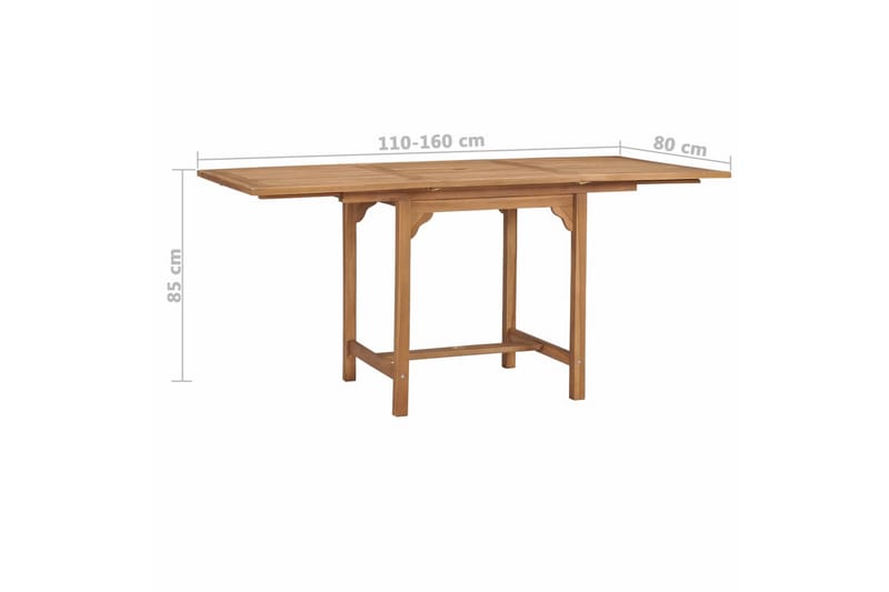 Jatkettava puutarhapöytä (110-160)x80x75 cm täysi tiikki - Ruskea - Puutarhakalusteet - Terassipöydät - Ruokapöytä terassille