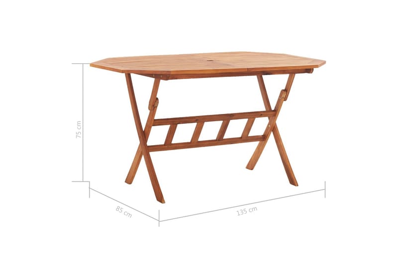 Kokoontaittuva puutarhapöytä 135x85x75 cm täysi akaasiapuu - Ruskea - Puutarhakalusteet - Terassipöydät - Ruokapöytä terassille