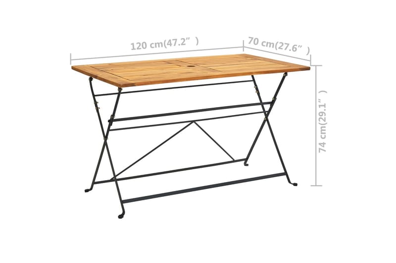 Kokoontaittuva puutarhapöytä 120x70x74 cm akaasiapuu - Puutarhakalusteet - Terassipöydät - Ruokapöytä terassille