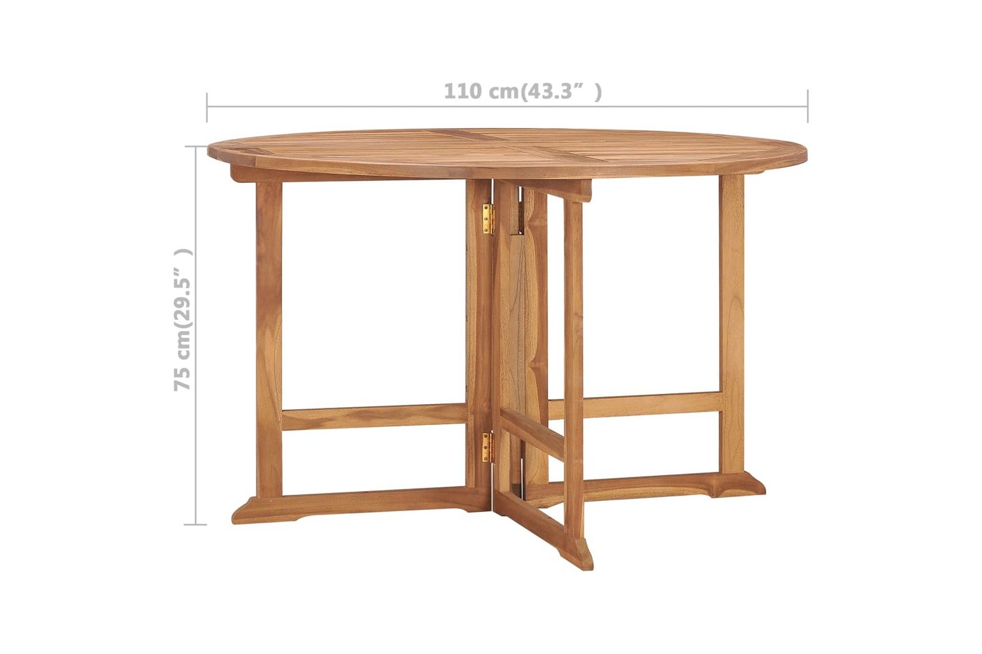 Kokoontaittuva puutarhan ruokapöytä Ã˜110x75 cm täysi tiikki - Ruskea - Puutarhakalusteet - Terassipöydät - Ruokapöytä terassille