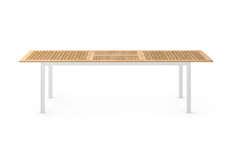 Las Vegas Jatkettava Ulkoruokapöytä 220/280x100 cm - Valkoinen/Tiikki - Puutarhakalusteet - Terassipöydät - Ruokapöytä terassille