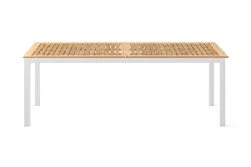 Las Vegas Jatkettava Ulkoruokapöytä 220/280x100 cm - Valkoinen/Tiikki - Puutarhakalusteet - Terassipöydät - Ruokapöytä terassille