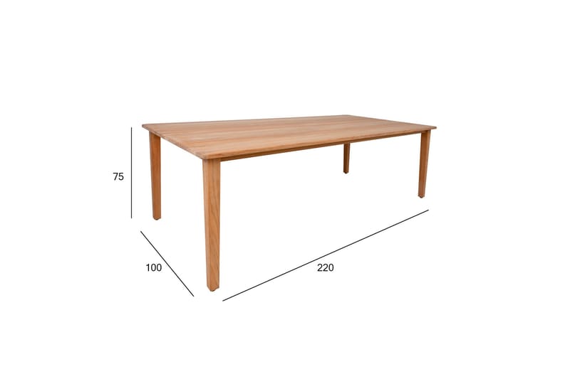 Pöytä Maldive 220x100cm Tiikki - Puutarhakalusteet - Terassipöydät - Ruokapöytä terassille