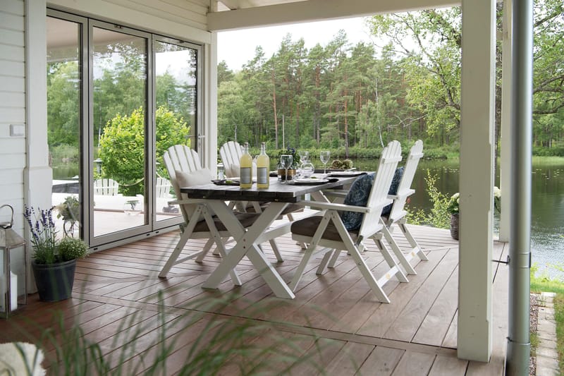 Pöytä Shabby Chic Harmaa/Valkoinen - 195x86 cm - Puutarhakalusteet - Terassipöydät - Ruokapöytä terassille