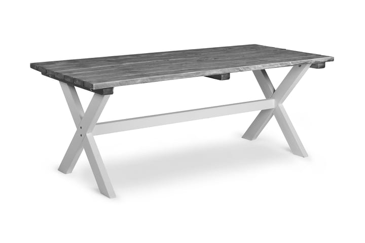 Pöytä Shabby Chic Harmaa/Valkoinen - 195x86 cm - Ruokapöytä terassille
